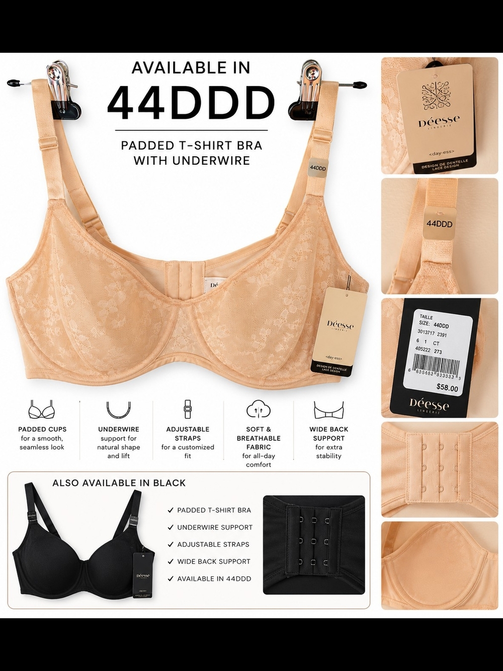Déesse Lingerie Padded T-Shirt Bra - Beige